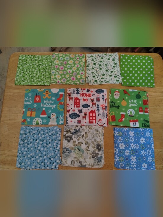 Other - 50 Piece Mixed Fabric Squares Bundle 4x4 Christmas Floral Polka Dot Quilt Scrap